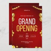 Rood en Goud Modern Grand Opening Uitnodiging (Voorkant / Achterkant)
