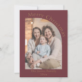 Rood en Goud Moderne Boog Foto Kerstmis Feestdagenkaart (Voorkant)