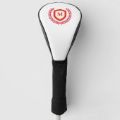 Rood en Goud Monogram Logo Crest Golfheadcover (Voorkant)