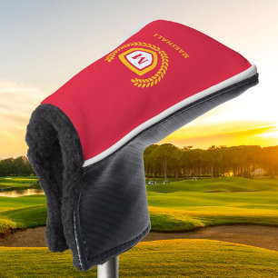 Rood en Goud Monogram Logo Crest Golfheadcover