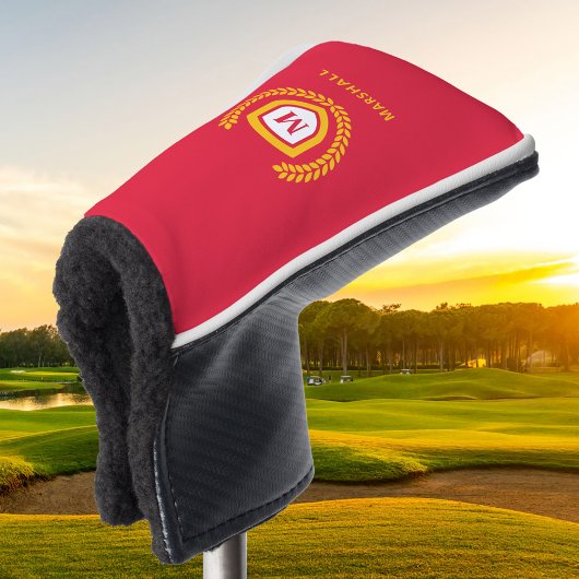 Rood en Goud Monogram Logo Crest Golfheadcover
