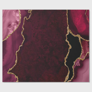 Rood en goud namaak glitters agaat cadeaupapier