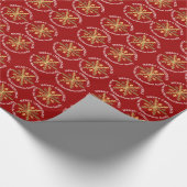 Rood en goud Op kerst gepersonaliseerde familie Cadeaupapier (Hoek)