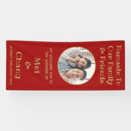 Rood en goud paar foto bruiloft welkom spandoek