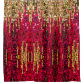Rood en goud pailletten patroon douchegordijn (Voorkant)