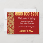 Rood en goud paisley Save the date bruiloft Kaart (Voorkant)