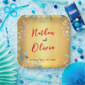 Rood en goud papieren bordje (Feest)