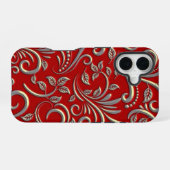 Rood en goud patroon iPhone 16 hoesje (Achterkant horizontaal)
