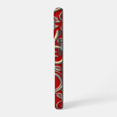 Rood en goud patroon iPhone 16 hoesje (Linkerkant)