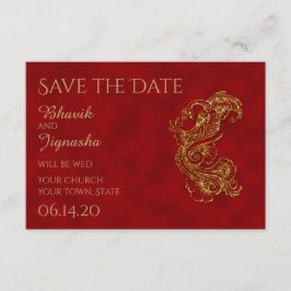 Rood en Goud Peacock Indische Bruiloft Save the Da Save The Date