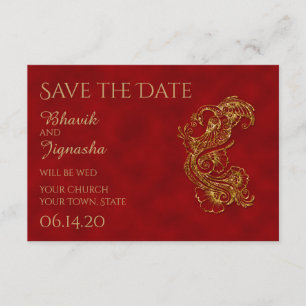 Rood en Goud Peacock Indische Bruiloft Save the Da Save The Date