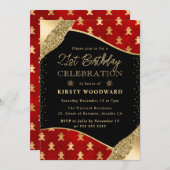 Rood en goud peperkoek mannen 21ste verjaardag kaart (Voorkant / Achterkant)