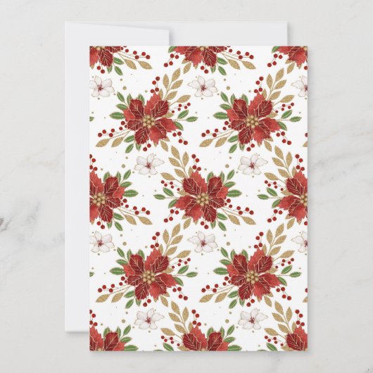 Rood en goud Poinsettia Unicorn Face Birthday Kaart (Achterkant)