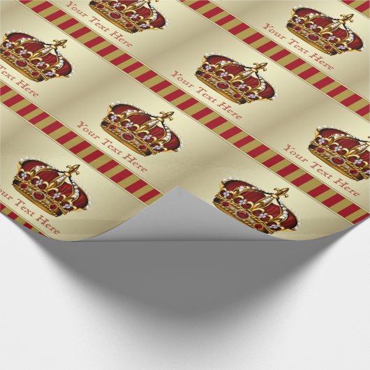 Rood en Goud Prince Baby shower inpakpapier (Hoek)