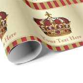 Rood en Goud Prince Baby shower inpakpapier (Rol Hoek)