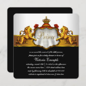 Rood en Goud Prince Baby shower Kaart (Voorkant / Achterkant)