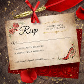 Rood en Goud Prinses Elegant Bruiloft RSVP Kaartje