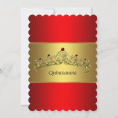 Rood en goud Quinceanera Kaart (Voorkant)