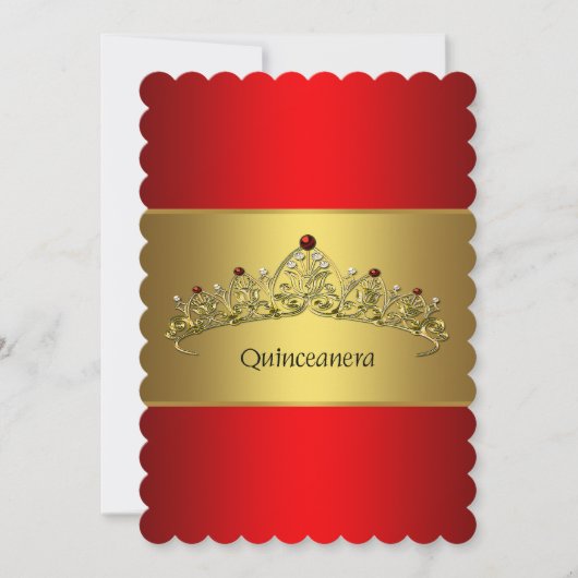 Rood en goud Quinceanera Kaart (Voorkant)