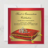 Rood en goud Quinceanera Kaart (Voorkant)