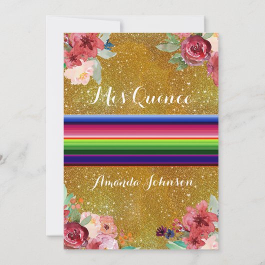 Rood en Goud Quinceañera Spaanse Verjaardag Kaart (Achterkant)