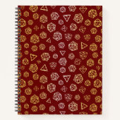 Rood en goud rollenspel dobbelstenen d20 gamer notitieboek (Voorkant)