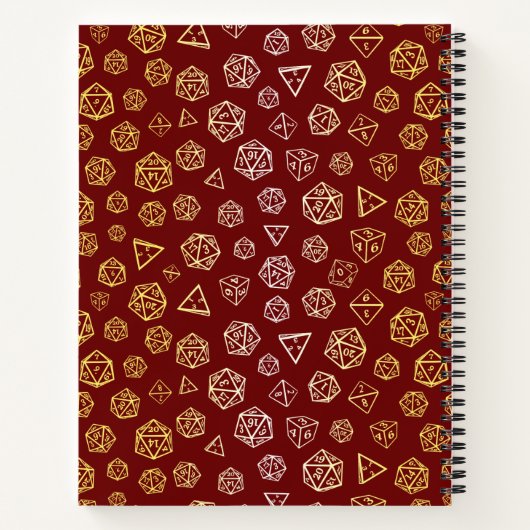 Rood en goud rollenspel dobbelstenen d20 gamer notitieboek (Achterkant)