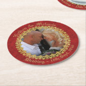  rood en goud ronde kartonnen onderzetter (Gebogen)