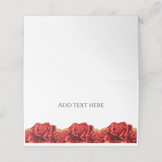 Rood en Goud Roos Plaatskaartje (Buitenkant ongevouwen)
