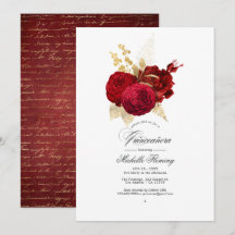 Rood en Goud Roos Quinceañera