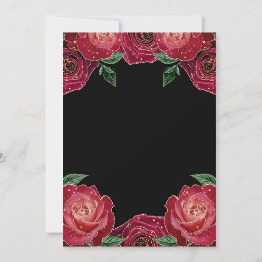 Rood en Goud Rozen Bloemen Sweet Sixteen Kaart (Achterkant)