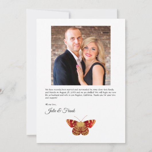 Rood en Goud  Rozen Bruiloft/Verloving Aankondiging (Achterkant)