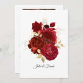 Rood en Goud Rozen Bruiloft/Verloving Aankondiging (Voorkant / Achterkant)