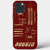 Rood en goud RUGGED GEEK Motherboard Tech Case-Mate iPhone Case (Achterkant)