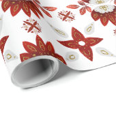 Rood en Goud Scandinavisch Kaleidoscooppatroon Cadeaupapier (Rol Hoek)
