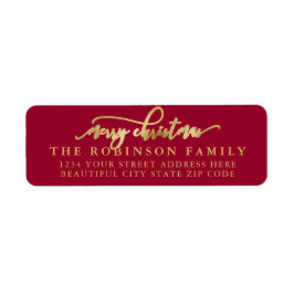 Rood en Goud Schrift Kerst Retouradres Etiket