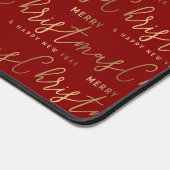 Rood en Goud Script Vrolijk Kerstfeest Gelukkig Ni Bureaumat (Hoek)