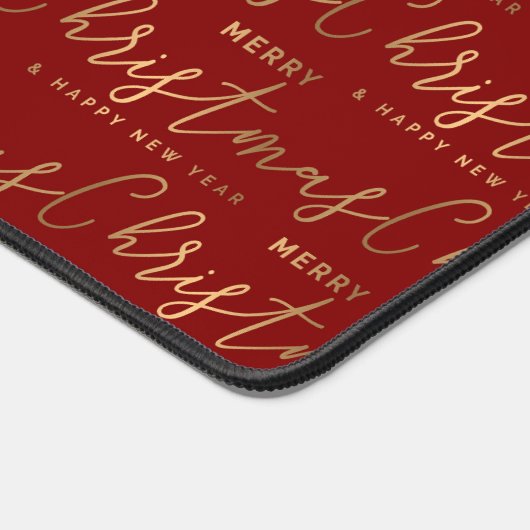 Rood en Goud Script Vrolijk Kerstfeest Gelukkig Ni Bureaumat (Hoek)