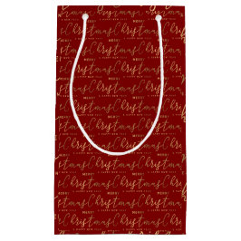 Rood en Goud Script Vrolijk Kerstfeest Gelukkig Ni Klein Cadeauzakje