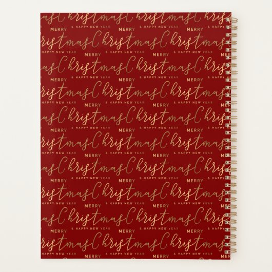 Rood en Goud Script Vrolijk Kerstfeest Gelukkig Ni Planner (Achterkant)
