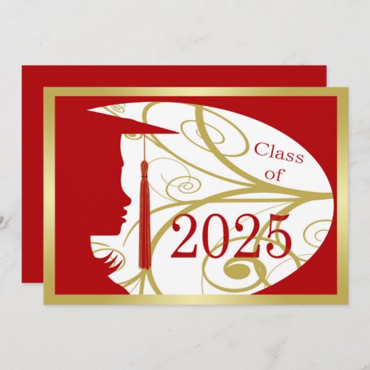 Rood en Goud Silhouet 2025 Kaart (Voorkant / Achterkant)