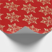 Rood en Goud Sneeuwvlok Kerst Verpakkingsdocument Cadeaupapier (Hoek)