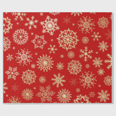 Rood en Goud Sneeuwvlokken Kerstmis Verpakkend Doc Cadeaupapier (Vlak)