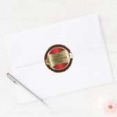 Rood en Goud Swirl Abstract Verjaardag Ronde Sticker (Envelop)