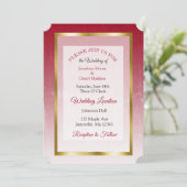 Rood en goud thema bruiloft uitnodigingen (Staand voorkant)