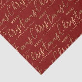 Rood en Goud Typografie Script Vrolijk Kerstfeest Tissuepapier (Detail)