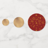 Rood en Goud Vallen Bladeren Confetti (Achterkanten)