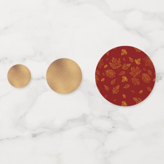 Rood en Goud Vallen Bladeren Confetti (Achterkanten)