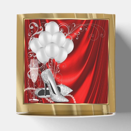 Rood en Goud Verjaardagsfeest Bedankdoosjes (Bovenkant)