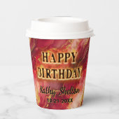 Rood en Goud Vlammend Heet Papieren Bekers (Achterkant)